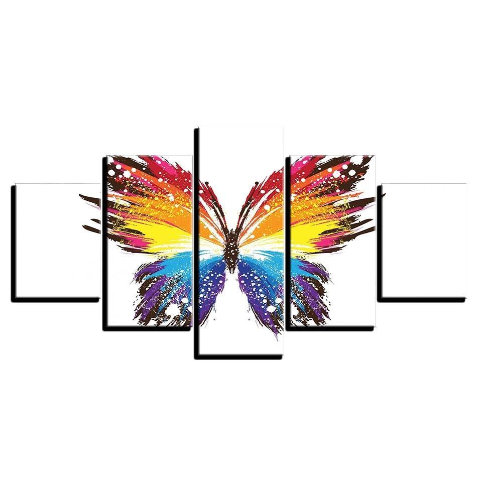 Butterfly 5 Piece HD Multi Panel Canvas Wall Art Frame-Original Frame