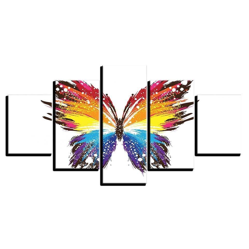 Butterfly 5 Piece HD Multi Panel Canvas Wall Art Frame-Original Frame