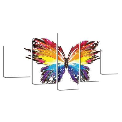 Butterfly 5 Piece HD Multi Panel Canvas Wall Art Frame-Original Frame