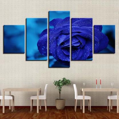 Blue Rose 5 Piece HD Multi Panel Canvas Wall Art Frame-Original Frame
