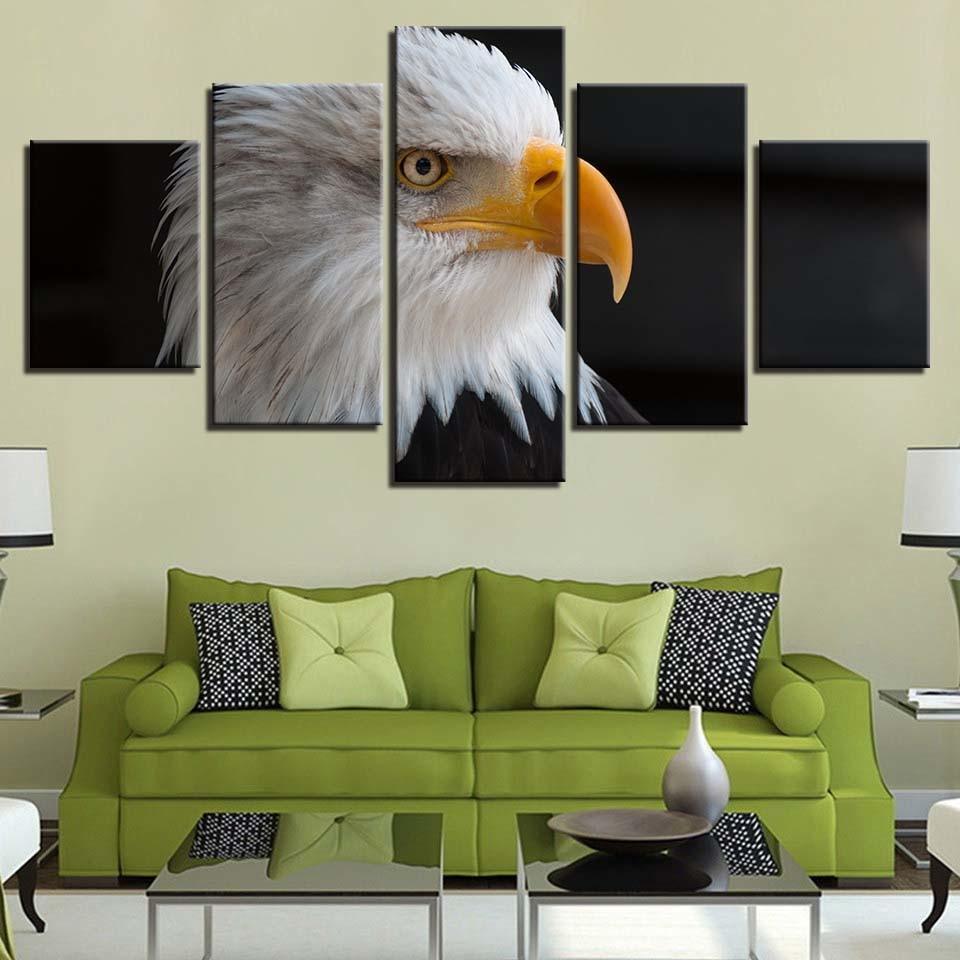 Bald Eagle 5 Piece HD Multi Panel Canvas Wall Art Frame-Original Frame