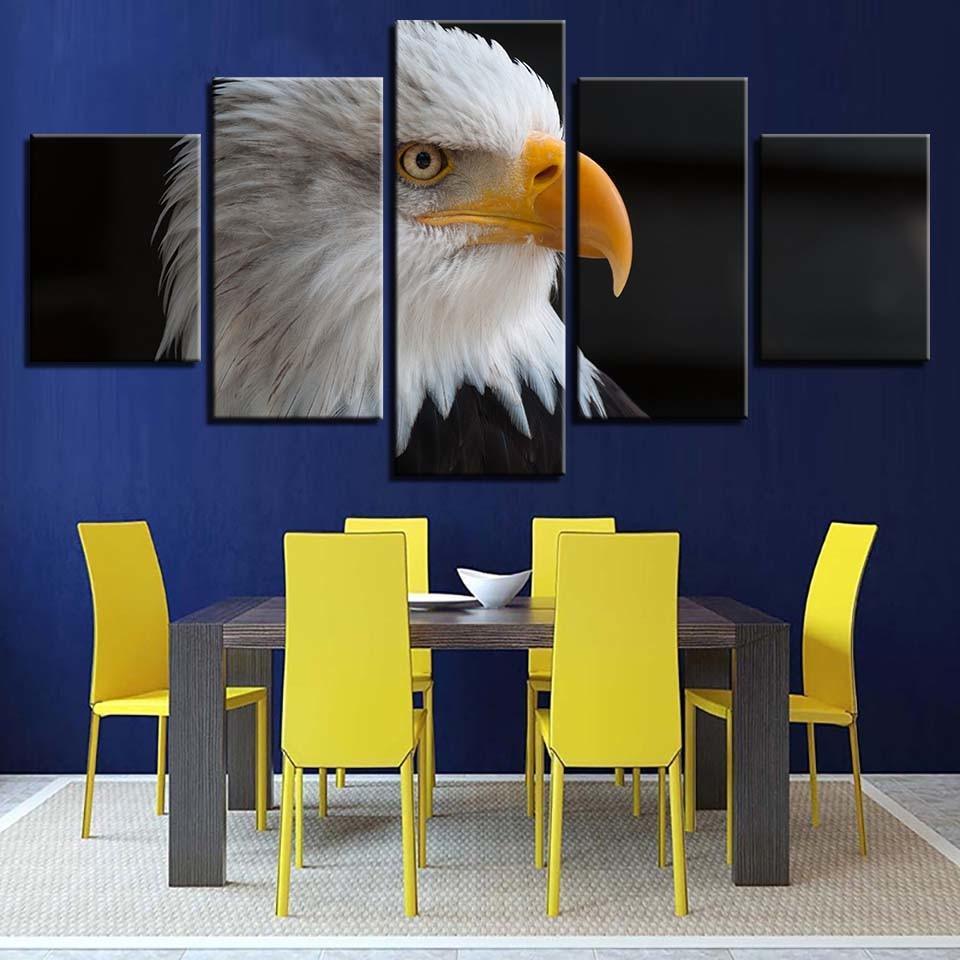 Bald Eagle 5 Piece HD Multi Panel Canvas Wall Art Frame-Original Frame