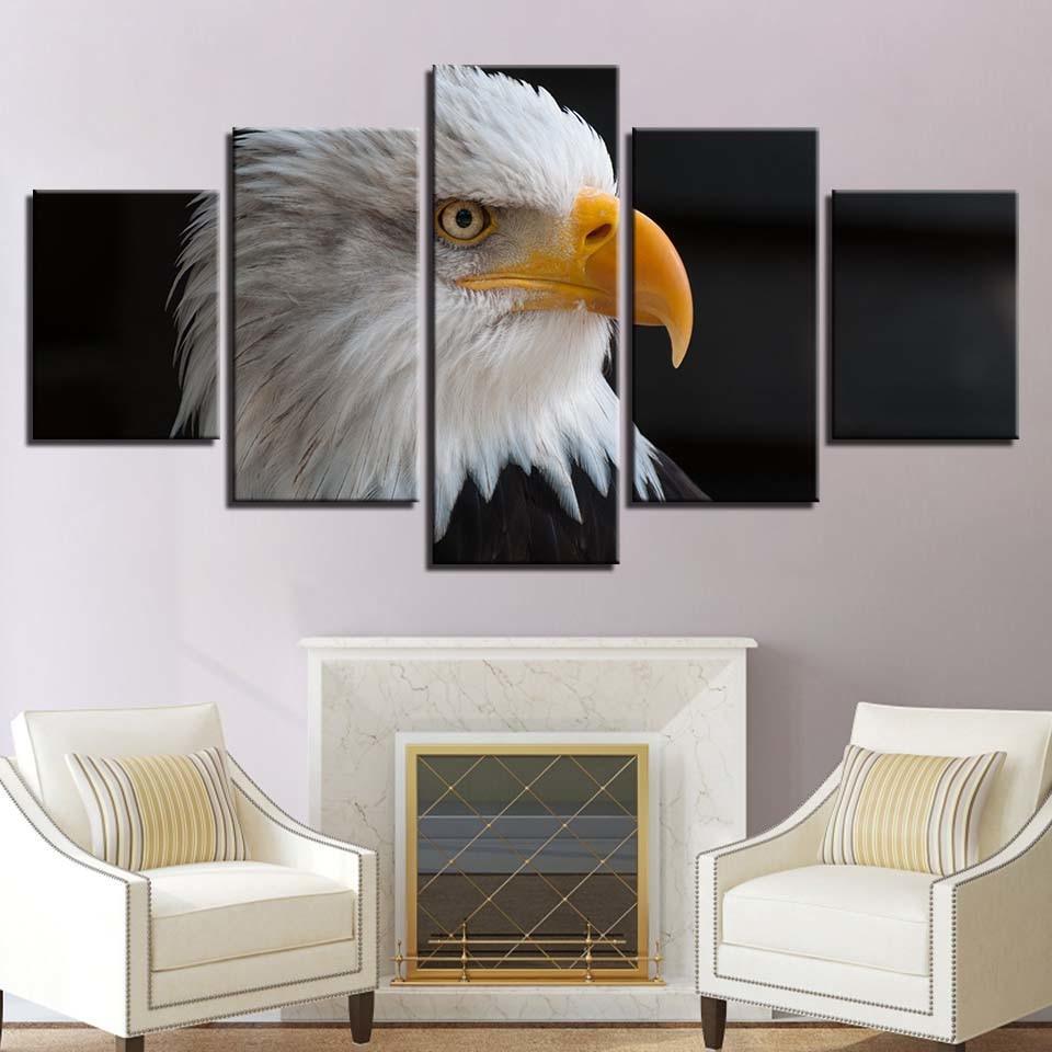 Bald Eagle 5 Piece HD Multi Panel Canvas Wall Art Frame-Original Frame