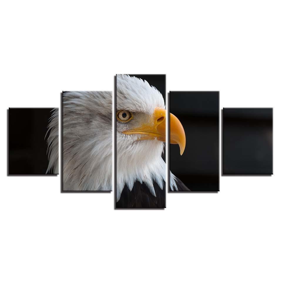 Bald Eagle 5 Piece HD Multi Panel Canvas Wall Art Frame-Original Frame