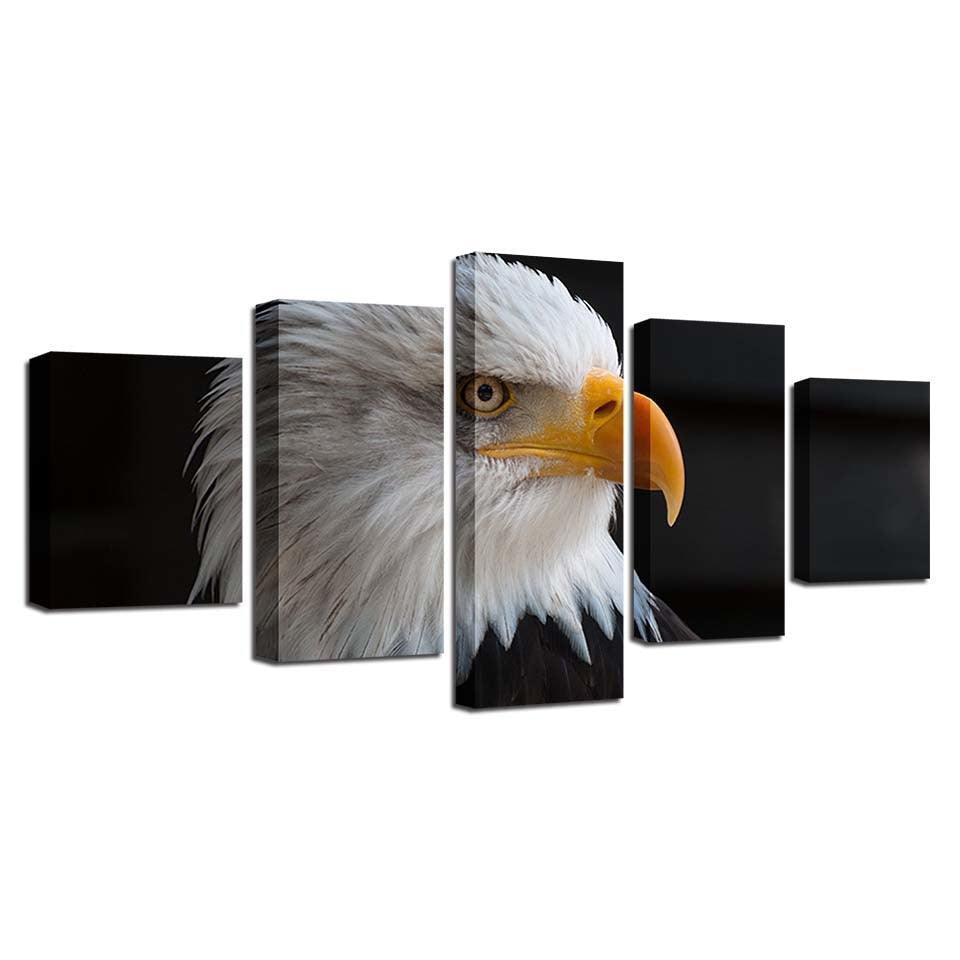 Bald Eagle 5 Piece HD Multi Panel Canvas Wall Art Frame-Original Frame