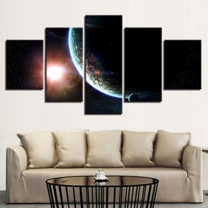 Earth & Mars 5 Piece HD Multi Panel Canvas Wall Art Frame-Original Frame