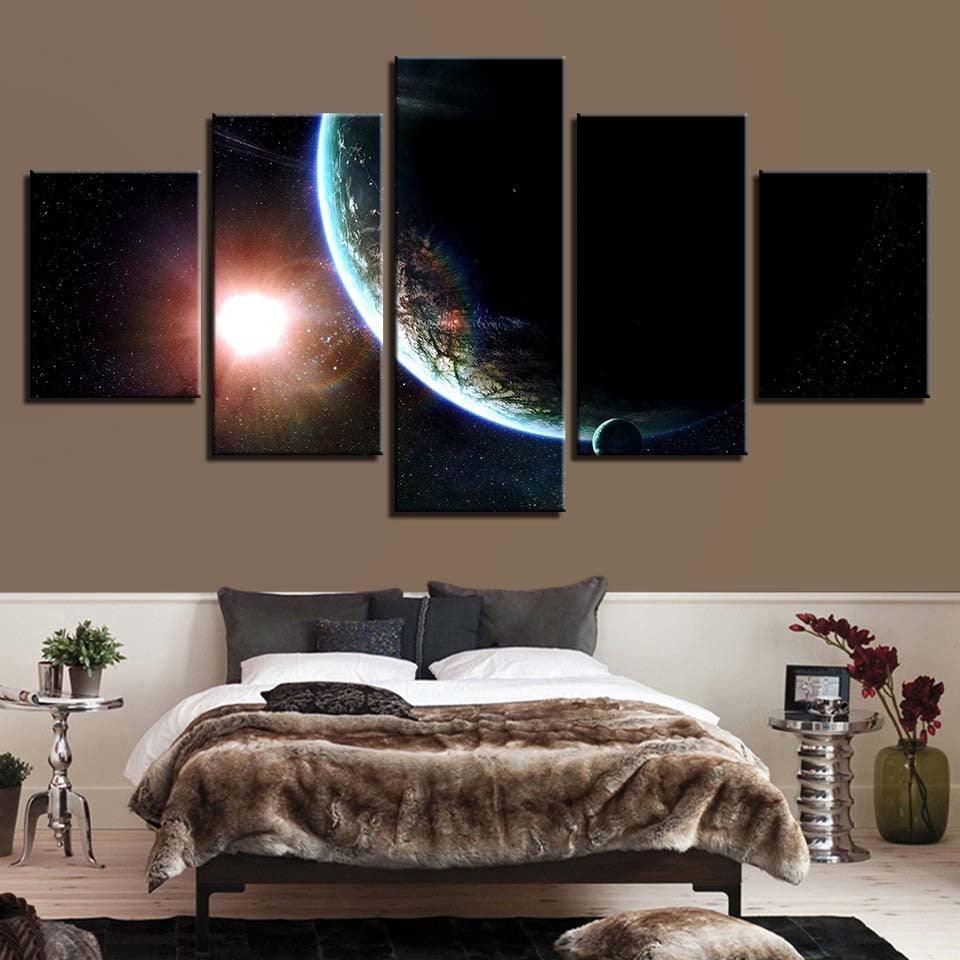 Earth & Mars 5 Piece HD Multi Panel Canvas Wall Art Frame-Original Frame