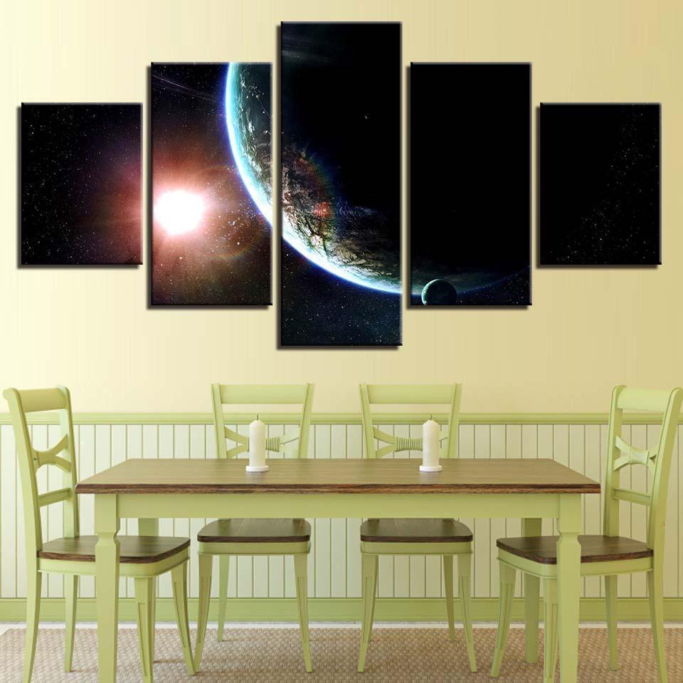 Earth & Mars 5 Piece HD Multi Panel Canvas Wall Art Frame-Original Frame