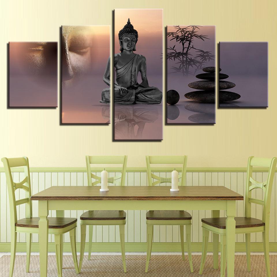 Statue of Buddha 5 Piece HD Multi Panel Canvas Wall Art Frame-Original Frame