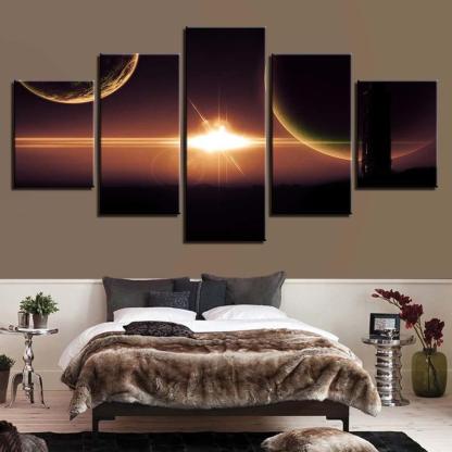 Planets & Light 5 Piece HD Multi Panel Canvas Wall Art-Original Frame
