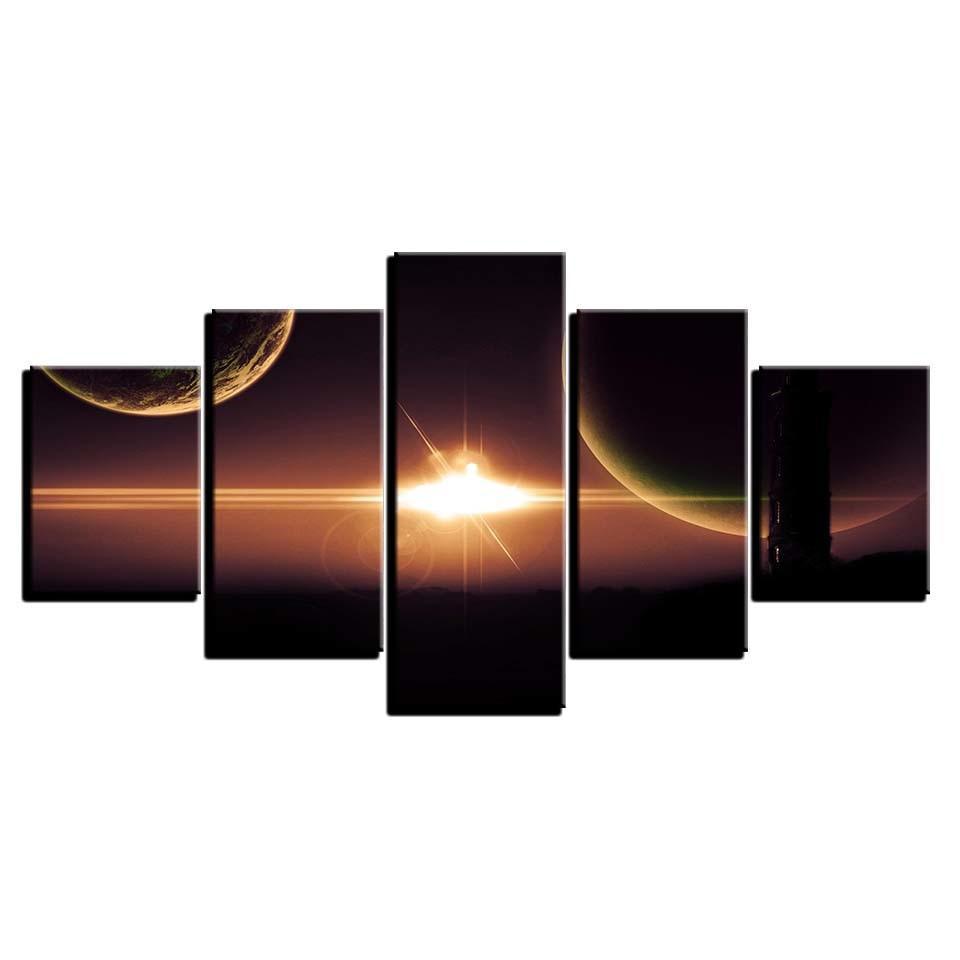 Planets & Light 5 Piece HD Multi Panel Canvas Wall Art-Original Frame