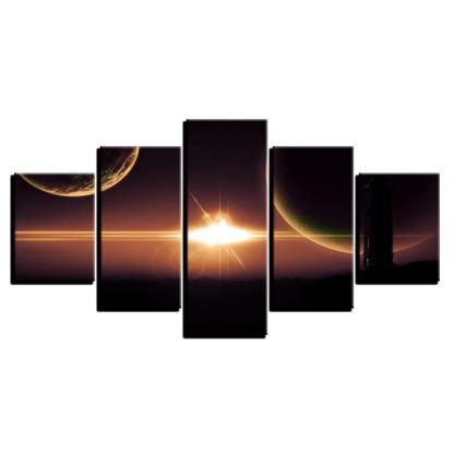 Planets & Light 5 Piece HD Multi Panel Canvas Wall Art-Original Frame