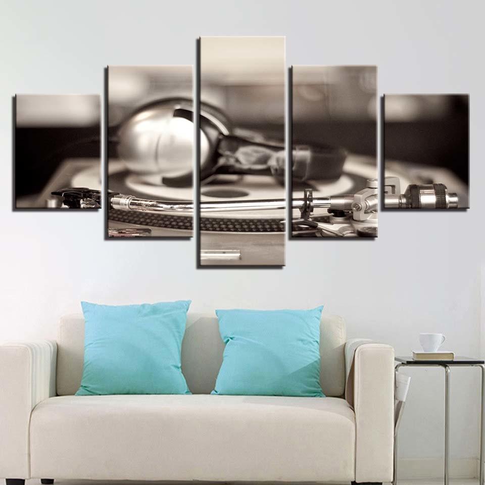 Old Music Record 5 Piece HD Multi Panel Canvas Wall Art Frame-Original Frame