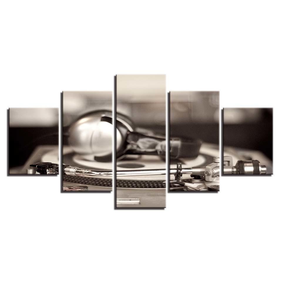 Music Record 5 Piece HD Multi Panel Canvas Wall Artwork Frame-Original Frame