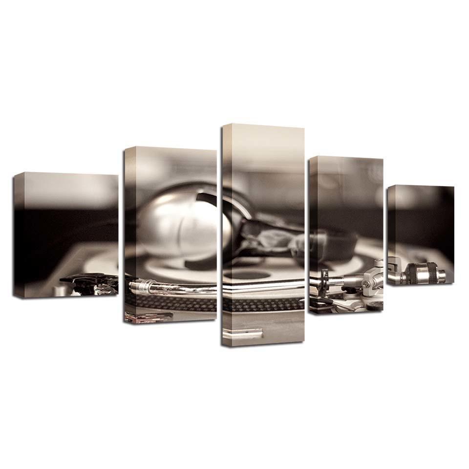 Music Record 5 Piece HD Multi Panel Canvas Wall Artwork Frame-Original Frame
