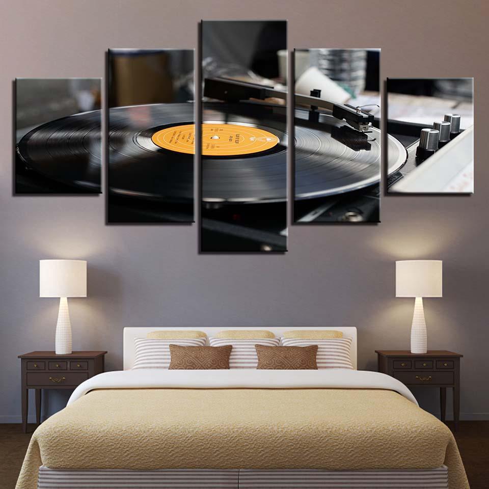 Music Record 5 Piece HD Multi Panel Canvas Wall Art Frame-Original Frame