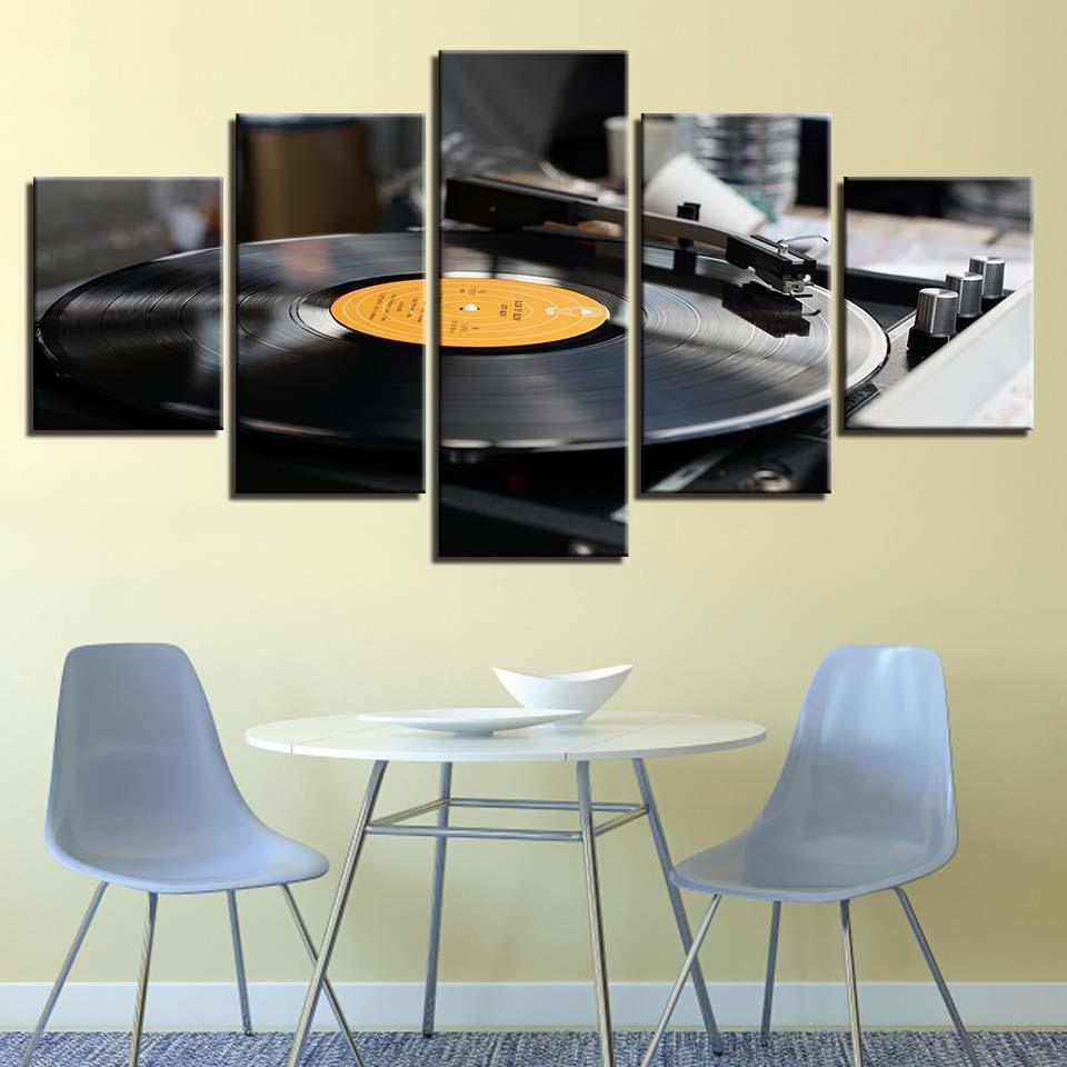 Music Record 5 Piece HD Multi Panel Canvas Wall Art Frame-Original Frame