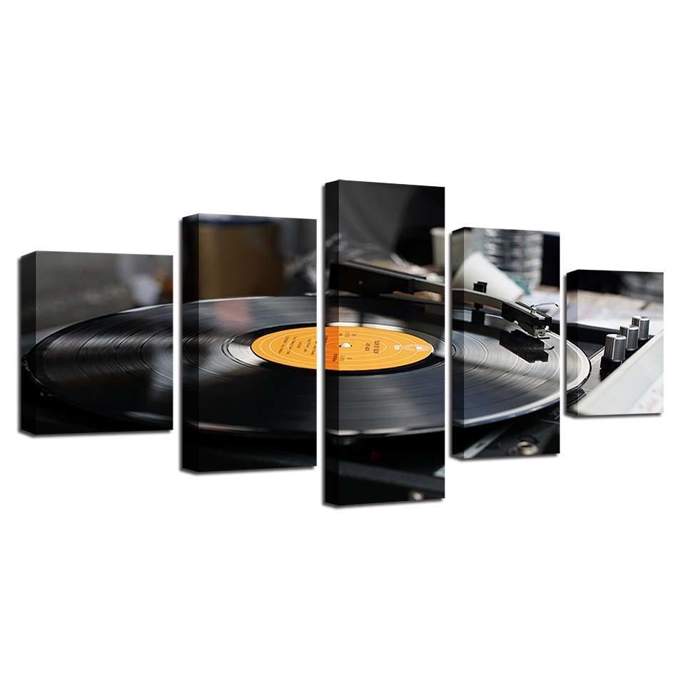 Music Record 5 Piece HD Multi Panel Canvas Wall Art Frame-Original Frame