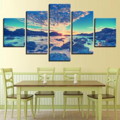 Beach Reef 5 Piece HD Multi Panel Canvas Wall Art Frame-Original Frame