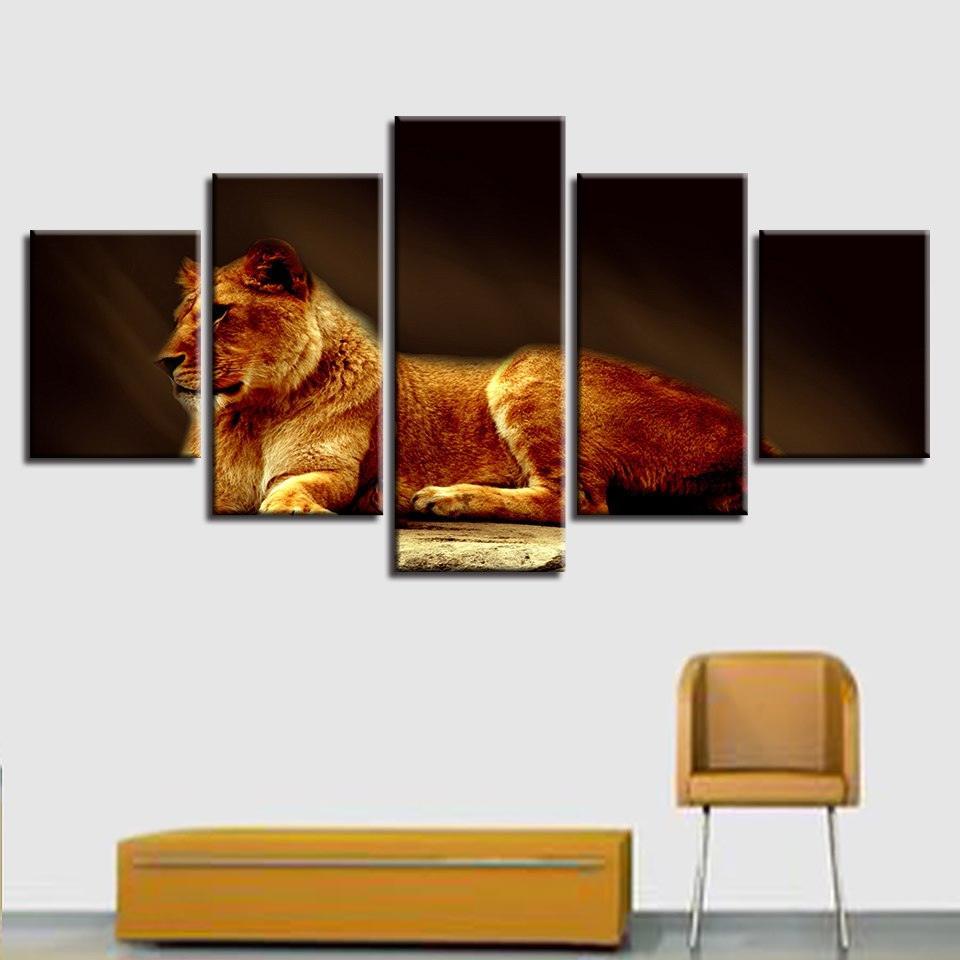 Lion 5 Piece HD Multi Panel Canvas Wall Arts Frames Set-Original Frame