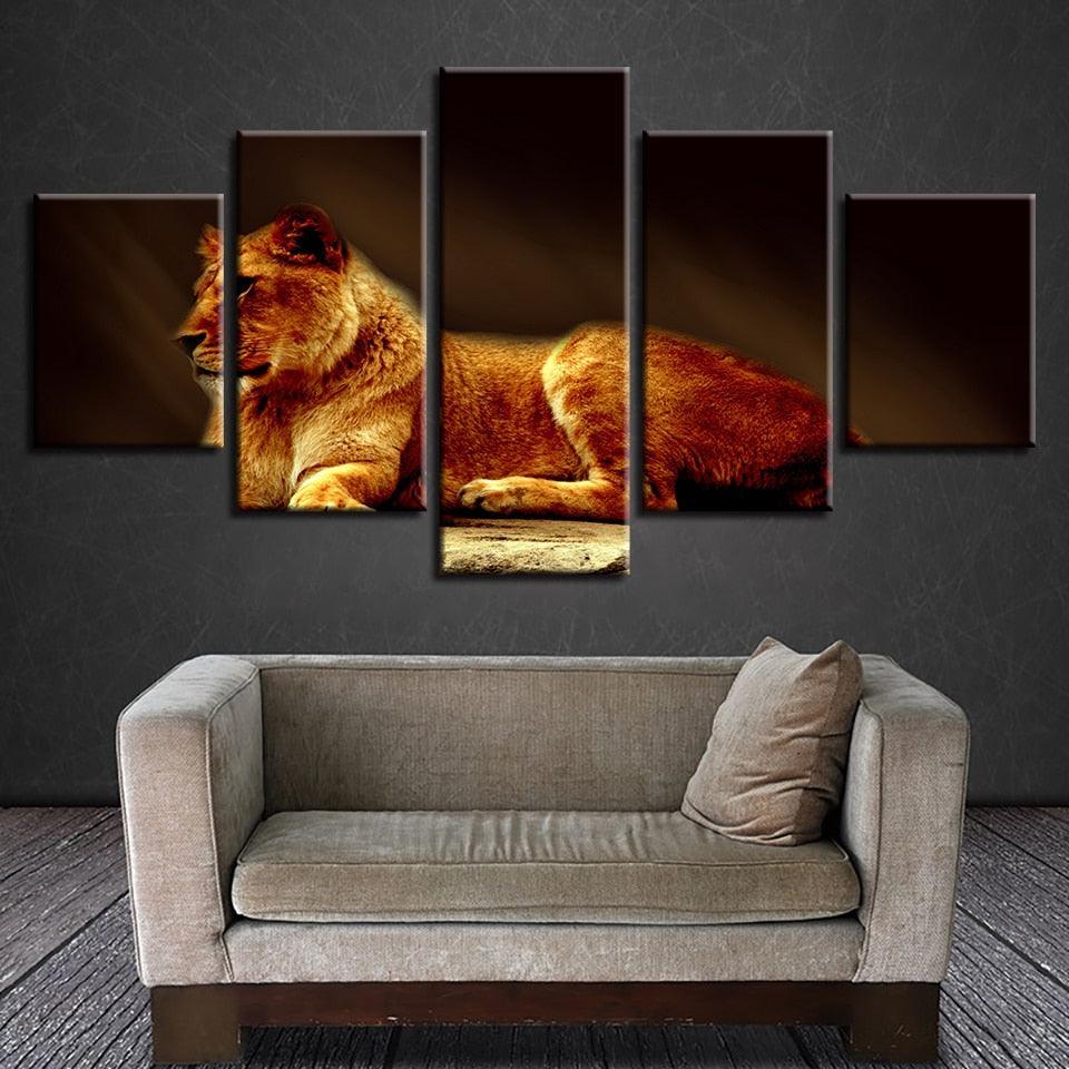 Lion 5 Piece HD Multi Panel Canvas Wall Arts Frames Set-Original Frame