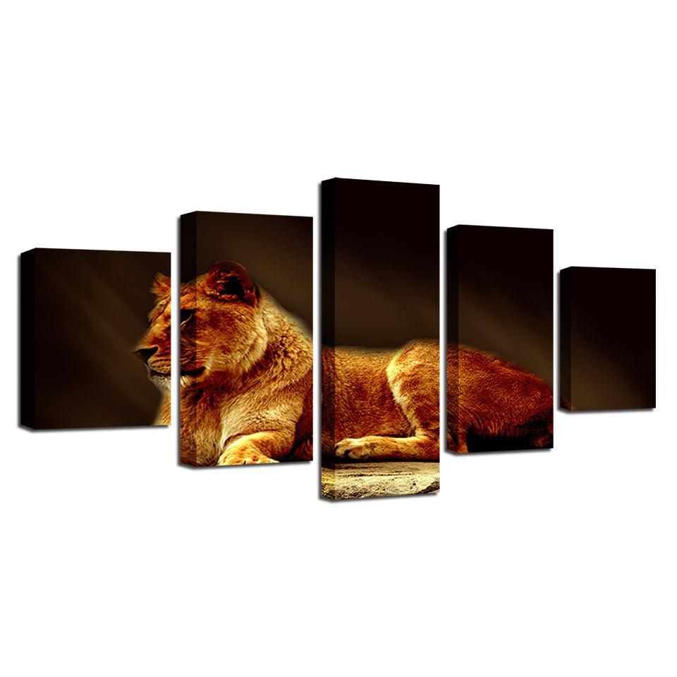 Lion 5 Piece HD Multi Panel Canvas Wall Arts Frames Set-Original Frame