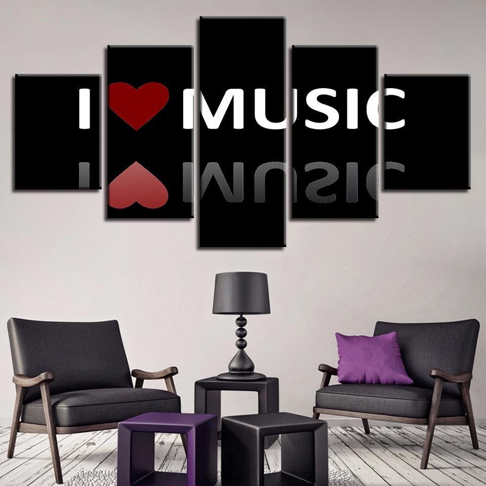 Music Painting 5 Piece HD Multi Panel Canvas Wall Art Frame-Original Frame