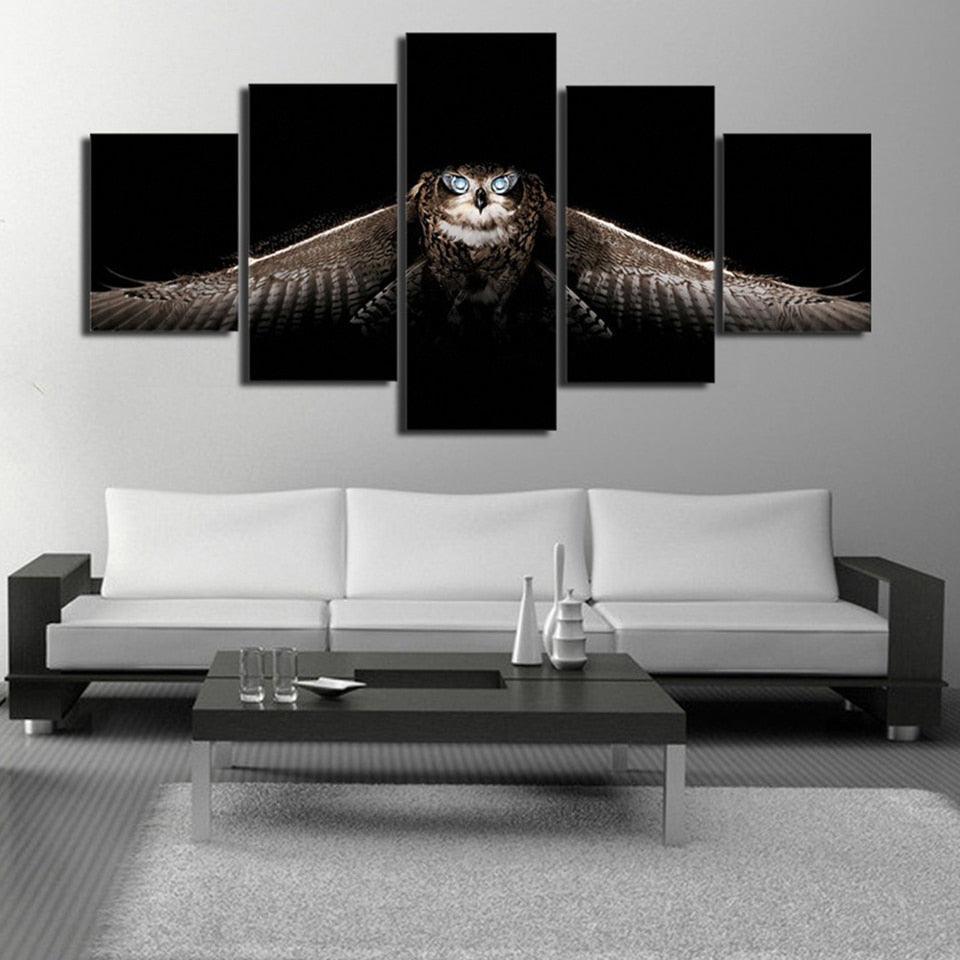Diamond Owl 5 Piece HD Multi Panel Canvas Wall Art Frame-Original Frame