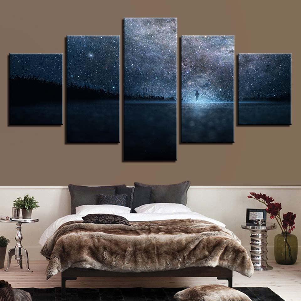 Beautiful Starry Sky 5 Piece HD Multi Panel Canvas Wall Art Frame-Original Frame