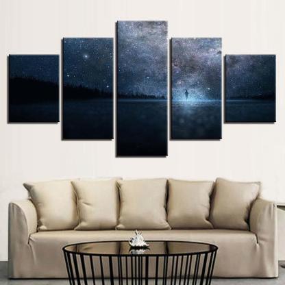 Beautiful Starry Sky 5 Piece HD Multi Panel Canvas Wall Art Frame-Original Frame