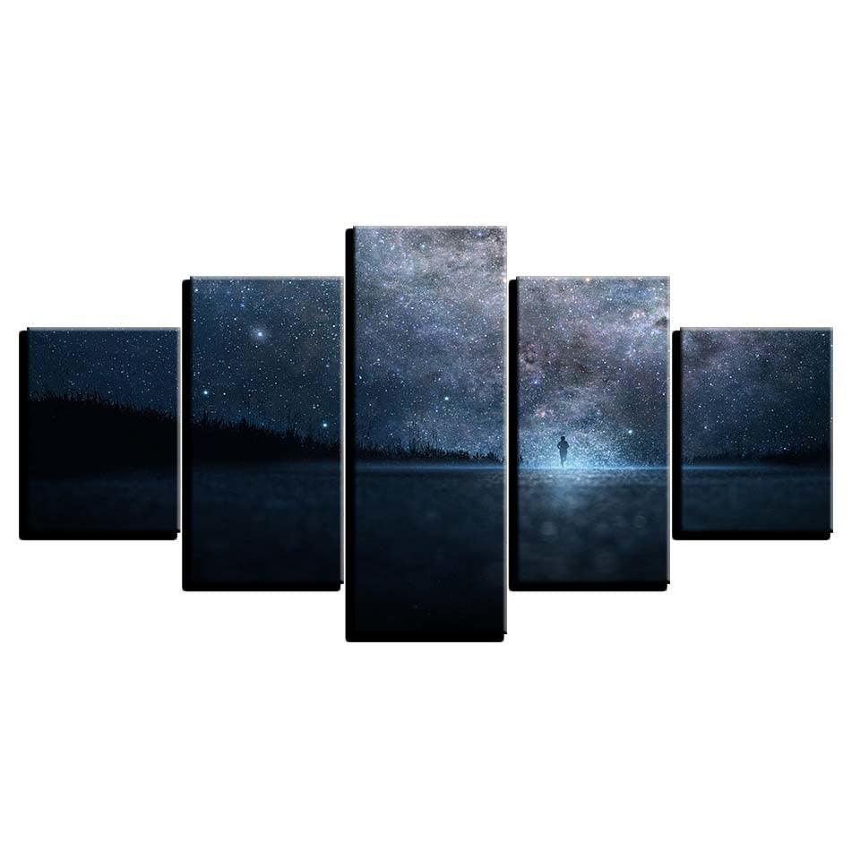Beautiful Starry Sky 5 Piece HD Multi Panel Canvas Wall Art Frame-Original Frame