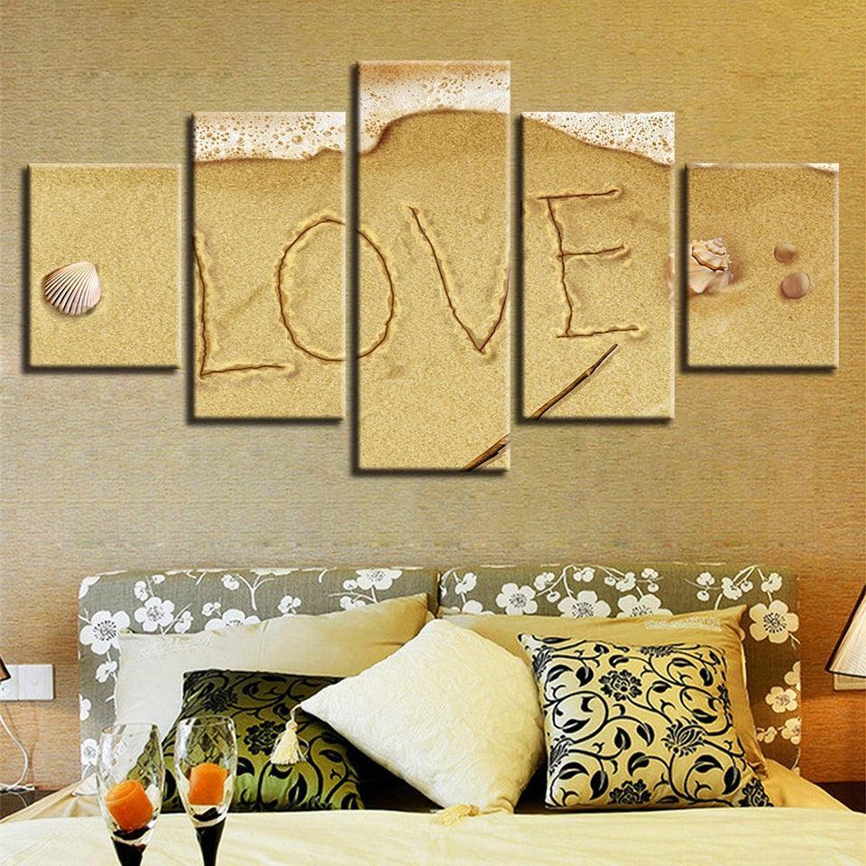 Beach 5 Piece HD Multi Panel Canvas Wall Art Frame-Original Frame