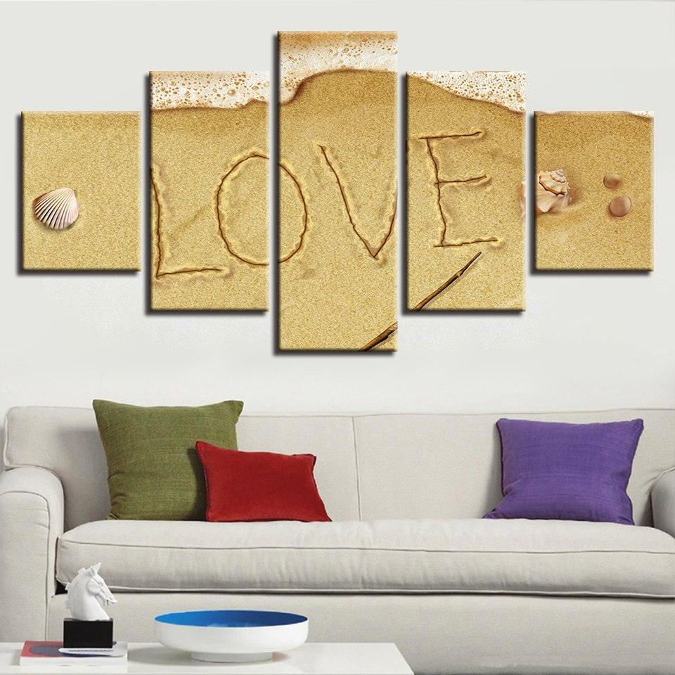 Beach 5 Piece HD Multi Panel Canvas Wall Art Frame-Original Frame