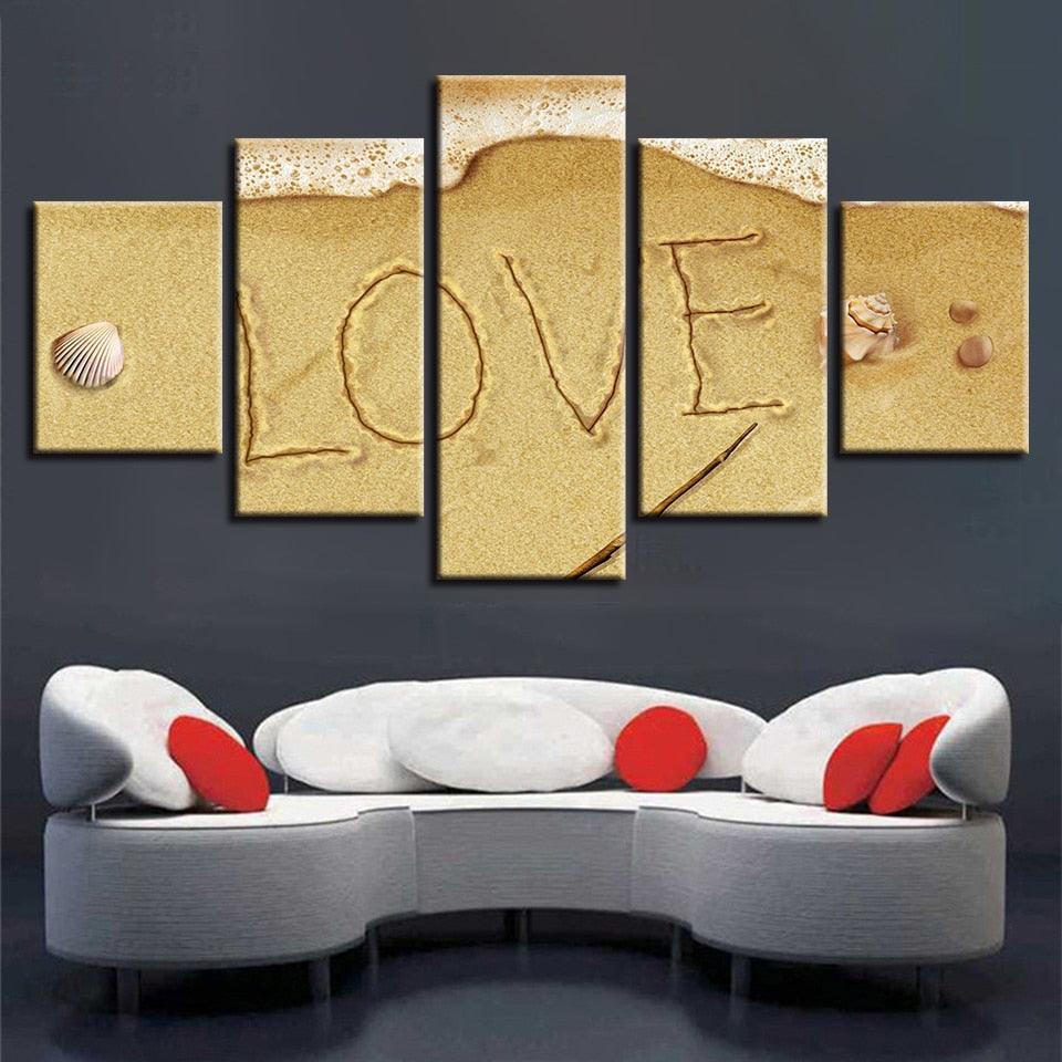 Beach 5 Piece HD Multi Panel Canvas Wall Art Frame-Original Frame
