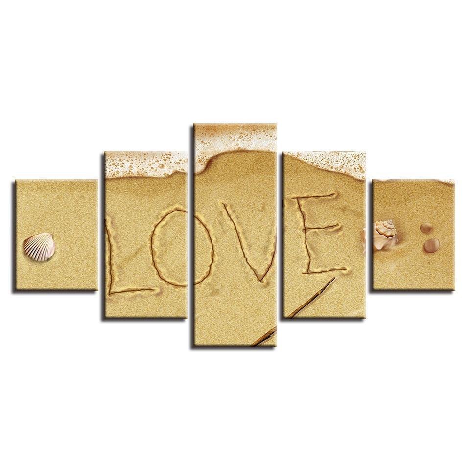 Beach 5 Piece HD Multi Panel Canvas Wall Art Frame-Original Frame