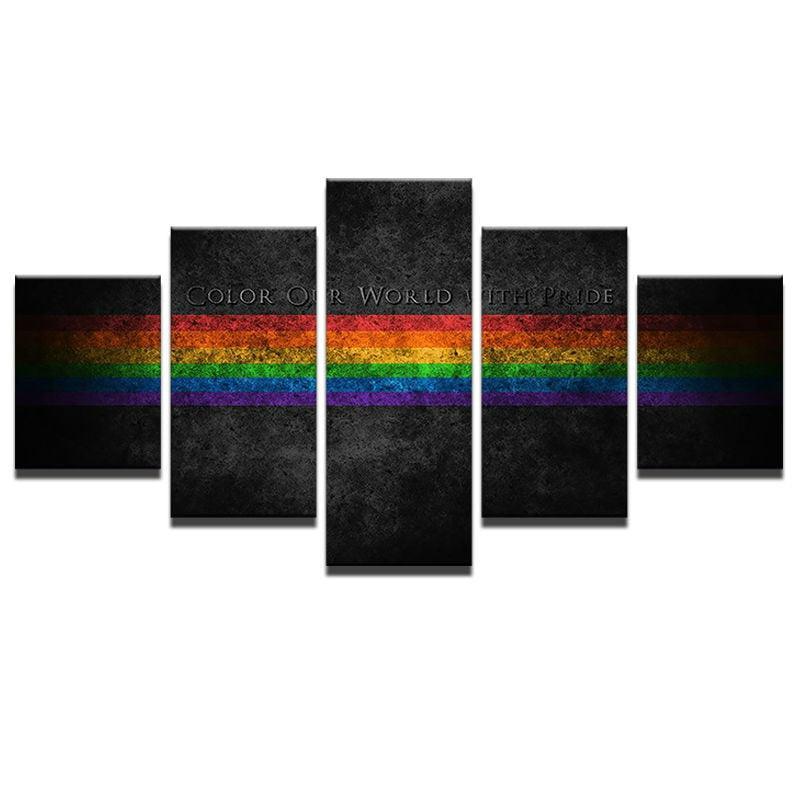 Rainbow Painting 5 Piece HD Multi Panel Canvas Wall Art-Original Frame