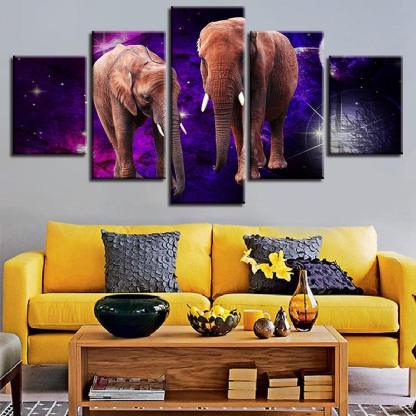Elephant Canvas 5 Piece HD Multi Panel Canvas Wall Art Frame-Original Frame