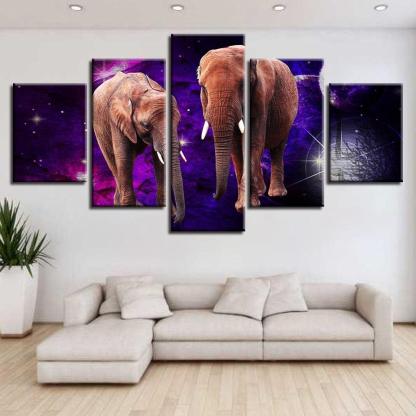 Elephant Canvas 5 Piece HD Multi Panel Canvas Wall Art Frame-Original Frame
