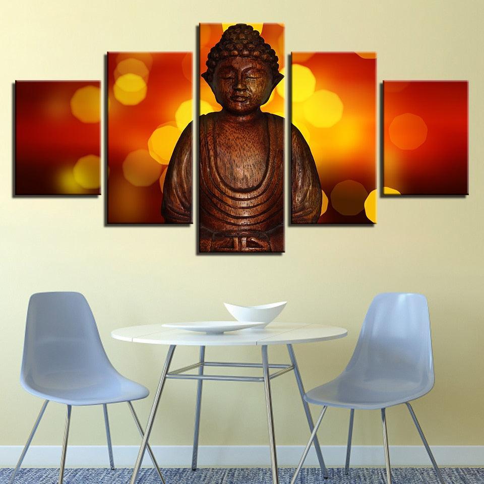 Buddha 5 Piece HD Multi Panel Canvas Wall Art Frame-Original Frame