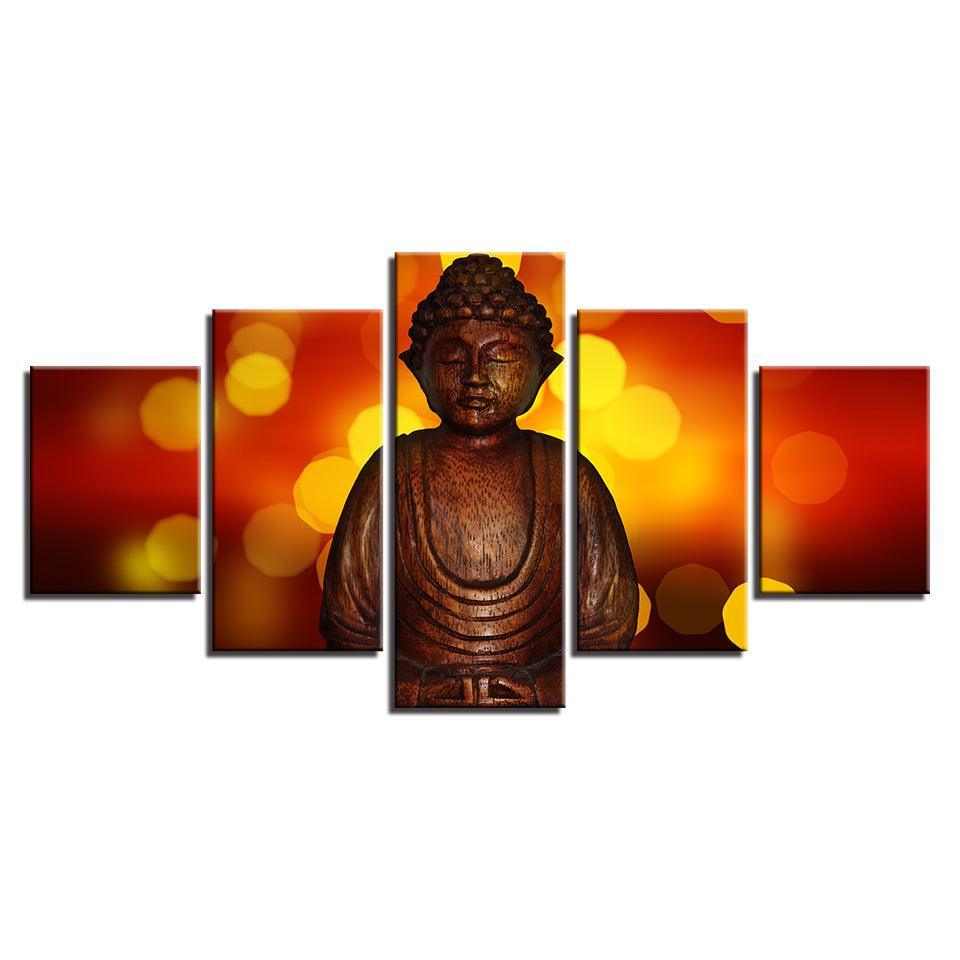 Buddha 5 Piece HD Multi Panel Canvas Wall Art Frame-Original Frame