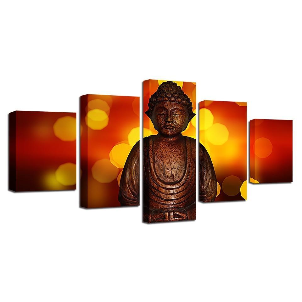 Buddha 5 Piece HD Multi Panel Canvas Wall Art Frame-Original Frame