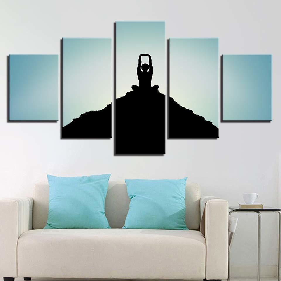 Mountaintop Yoga 5 Piece HD Multi Panel Canvas Wall Art Frame-Original Frame
