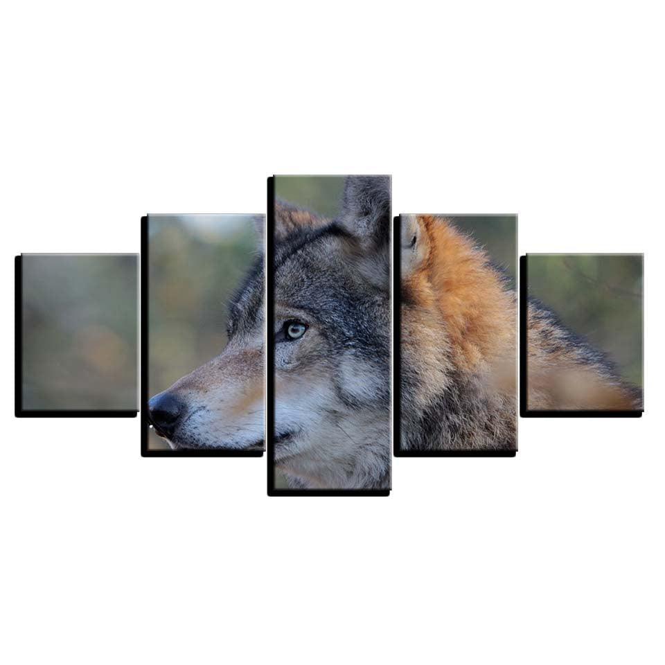 Wolf Animal Frame 5 Piece HD Multi Panel Canvas Wall Art Frame-Original Frame