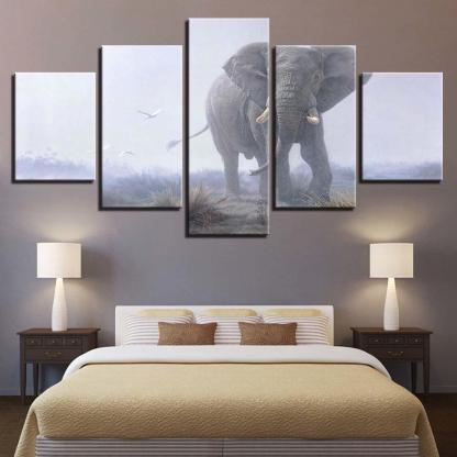 Elephant 5 Piece HD Multi Panel Canvas Wall Art Frame-Original Frame