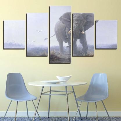 Elephant 5 Piece HD Multi Panel Canvas Wall Art Frame-Original Frame