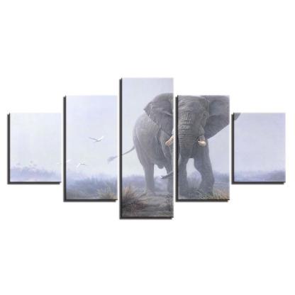 Elephant 5 Piece HD Multi Panel Canvas Wall Art Frame-Original Frame