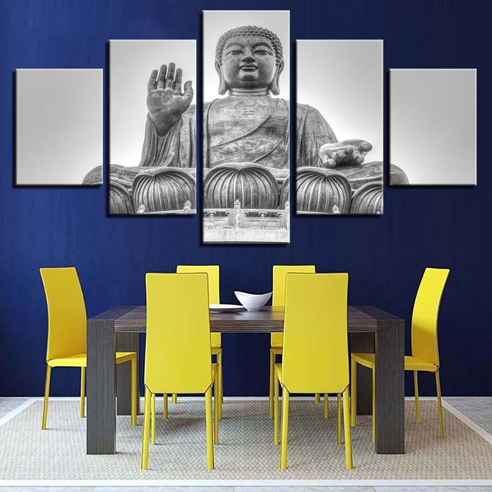 Buddha 5 Piece HD Multi Panel Canvas Wall Art Frame-Original Frame