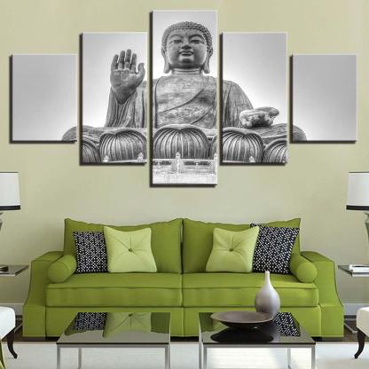 Buddha 5 Piece HD Multi Panel Canvas Wall Art Frame-Original Frame