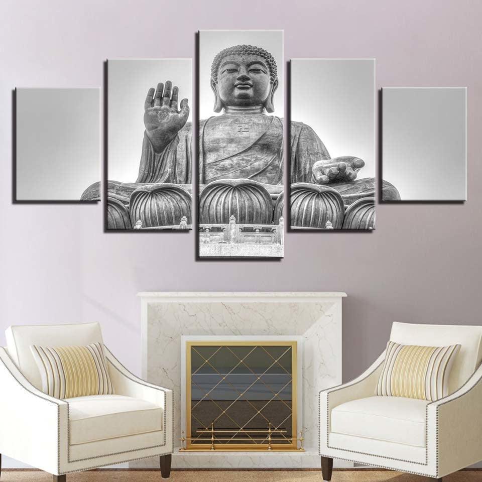 Buddha 5 Piece HD Multi Panel Canvas Wall Art Frame-Original Frame