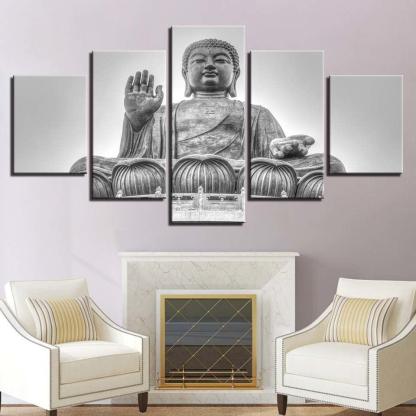 Buddha 5 Piece HD Multi Panel Canvas Wall Art Frame-Original Frame